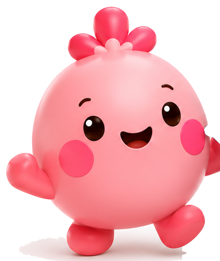 Pip, the pink Gutsies kids gut-health character